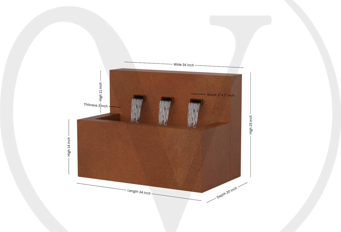 Modern Horizontal Wall fountain