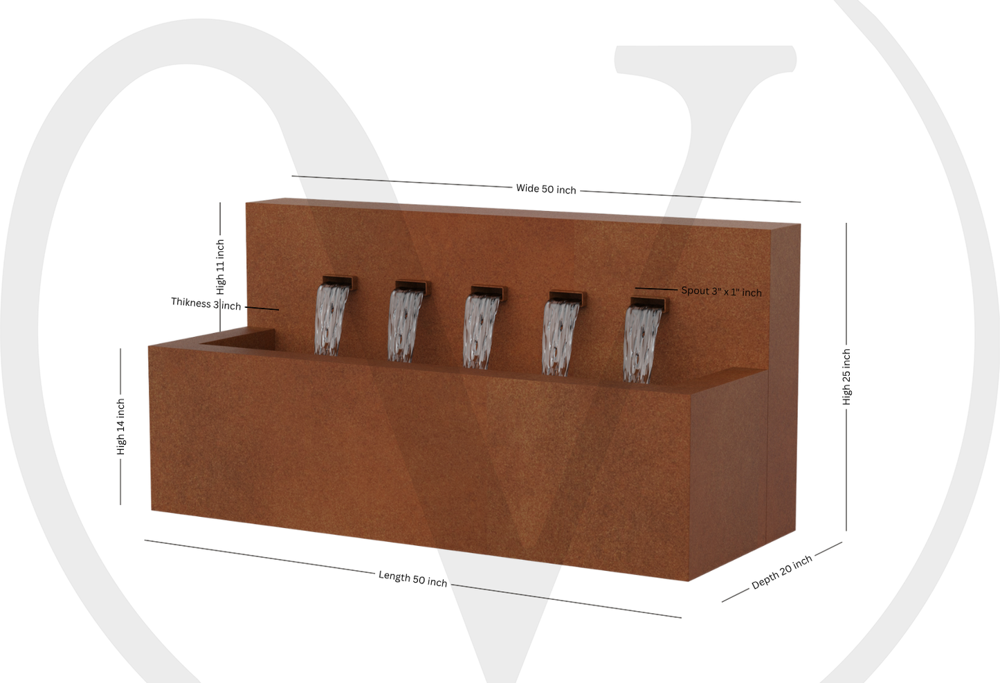 Modern Horizontal Wall fountain