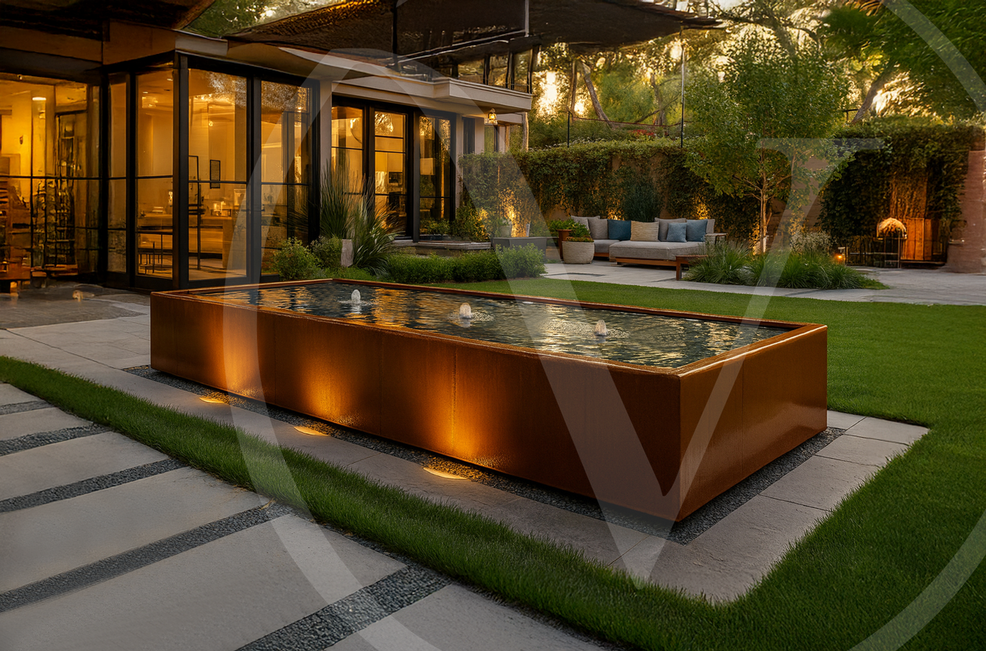 Reflection Pool Fountain | Luxury Rectangular Outdoor Water Feature ...