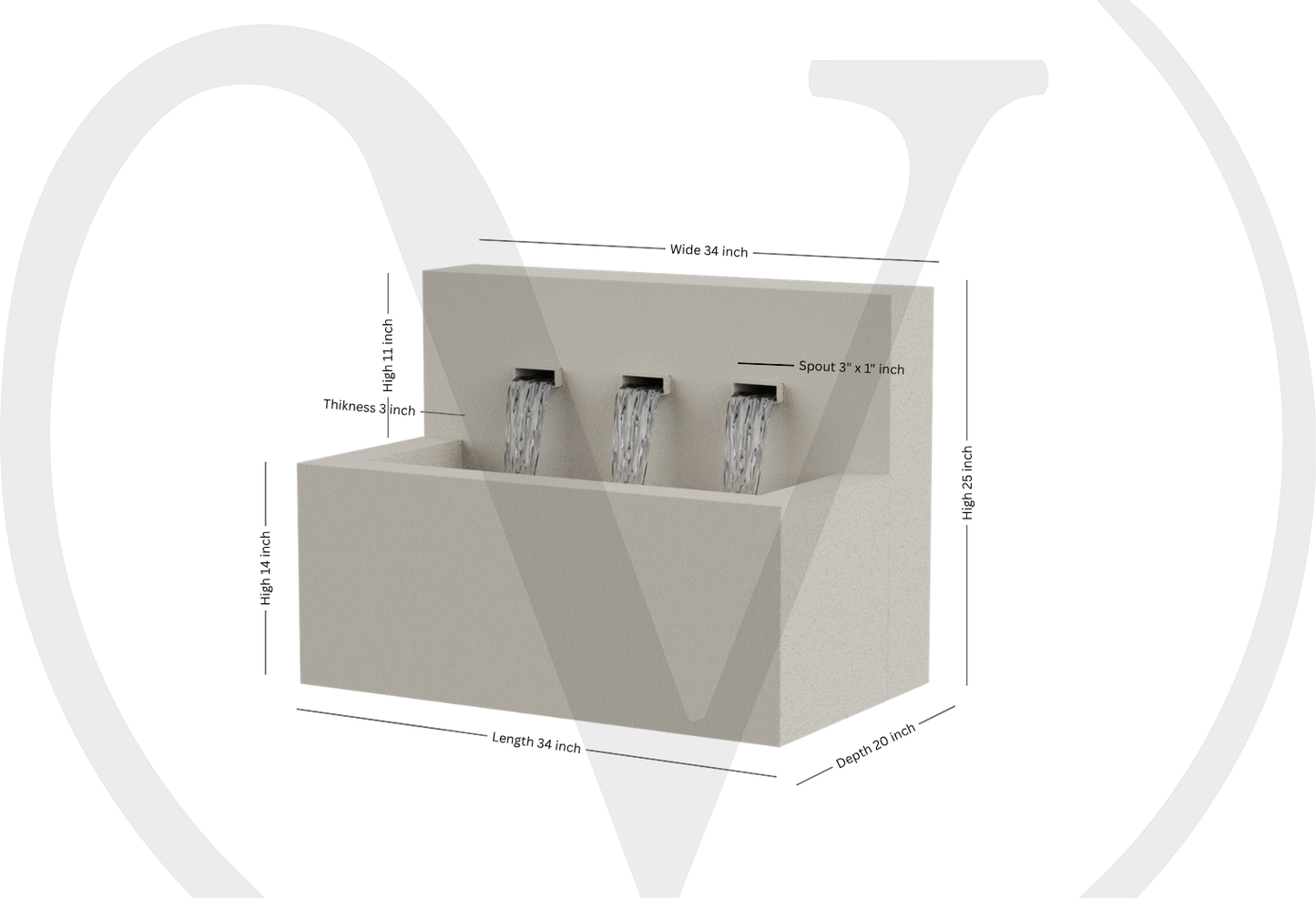 Modern Horizontal Wall fountain