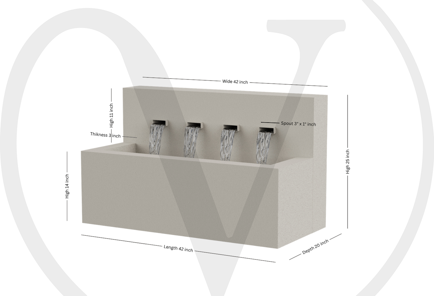 Modern Horizontal Wall fountain
