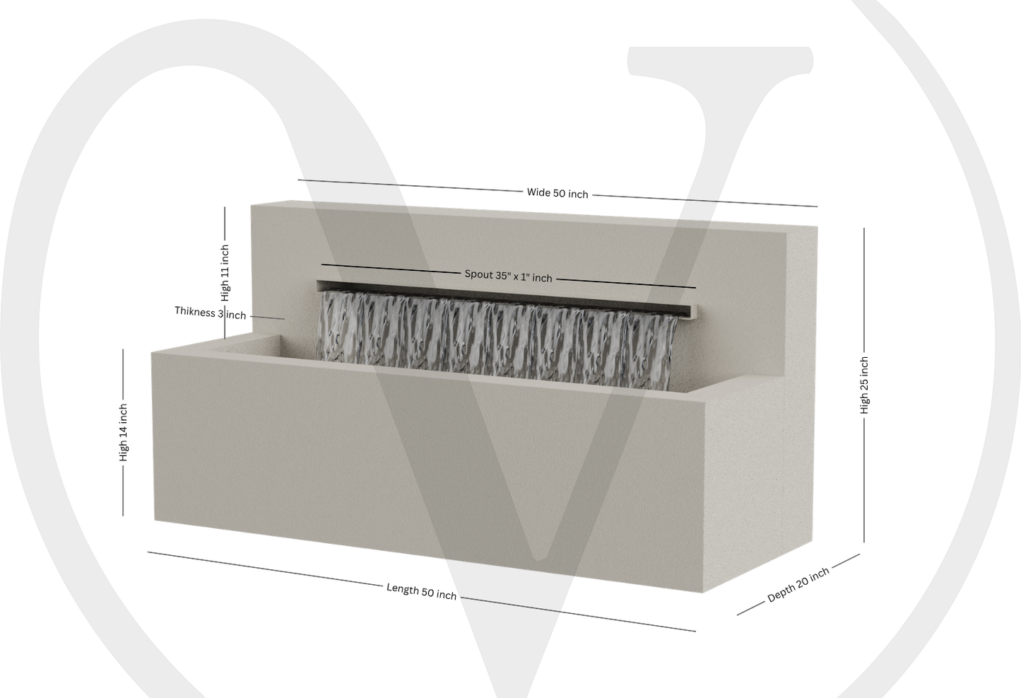Modern Horizontal Wall fountain